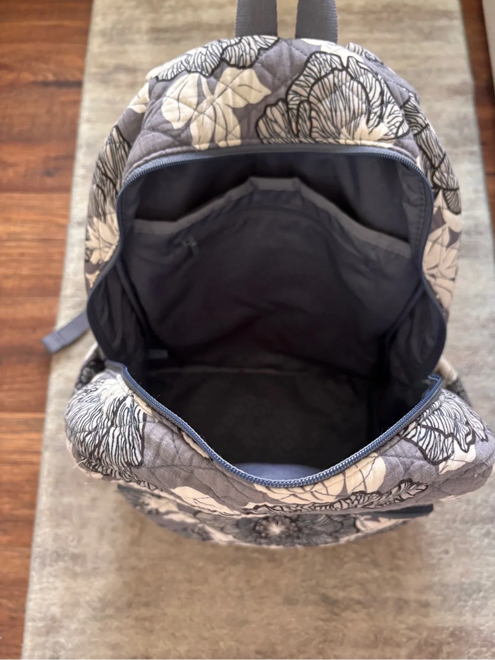 Vera Bradley Gray and Cream Quilted Floral Backpack